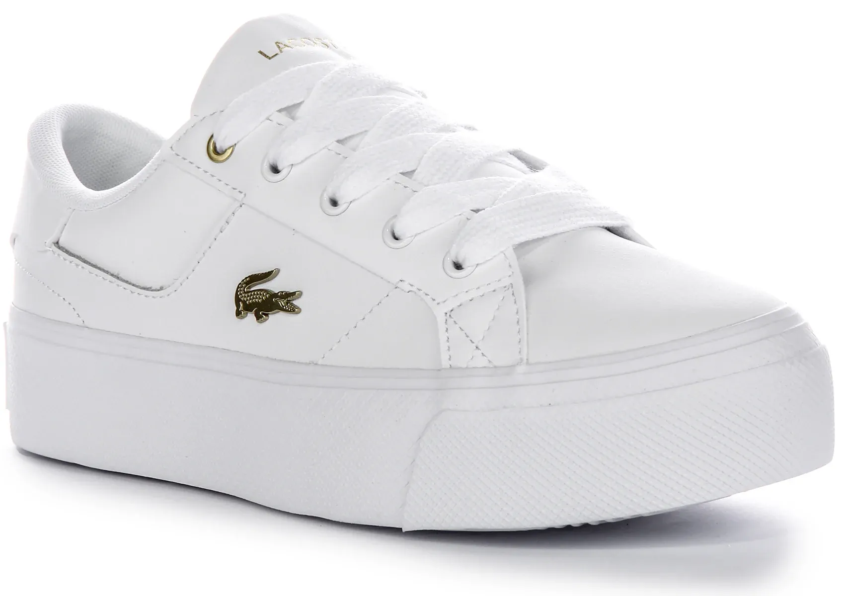 Lacoste Ziane Platform In White Gold For Women